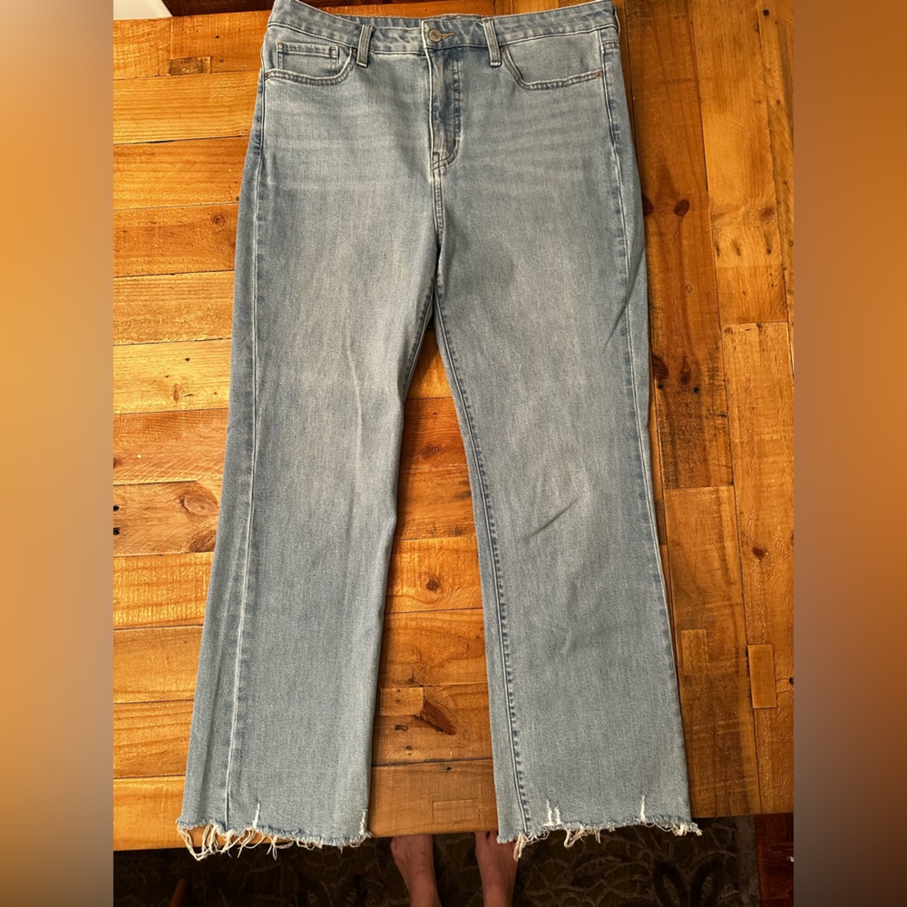 Uniqlo Light Blue High Rise Wide-Leg Cropped Jeans